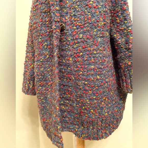 Curio New York Grey Red Chunky Knit Ribbed Alpaca Mohair Cardigan Sweater Size M - Picture 6 of 14